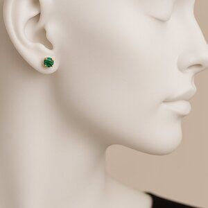 Swarovski Crystal Stud Earrings – Gold Overlay - Green Stone - Luxury Jewelry